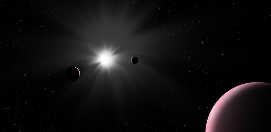 Artist’s impression of the Nu2 Lupi planetary system. Copyright: ESA.