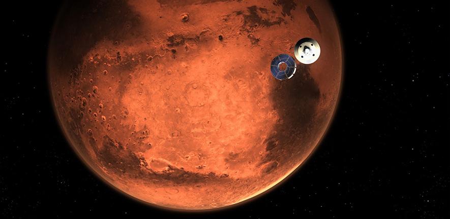 Illustration shows NASA’s Perseverance rover casting off its spacecraft’s cruise stage, minutes before entering the Martian atmosphere. Credit: NASA/JPL-Caltech